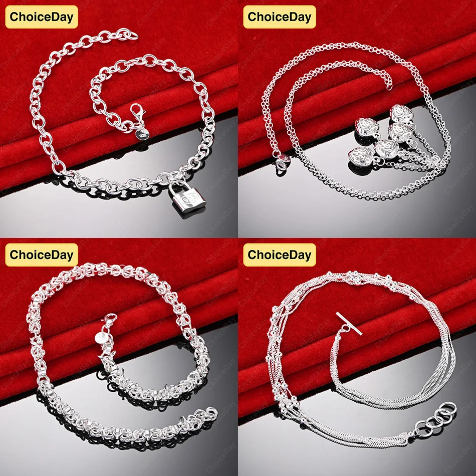 

ChoiceDay 925 Sterling Silver Delicate Lock Pendant Necklace Women's Wedding Party Gift Jewelry Accessories