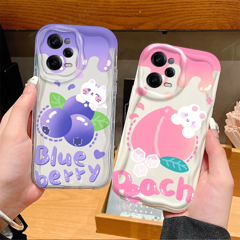 Süße Kaninchen Bär Frucht Welle Telefon Fall für Xiaomi Redmi Note 13 12 Pro plus Turbo Geschwindigkeit 12s 11 11s 10 10s 9s 7 8 9 Pro Max Abdeckung