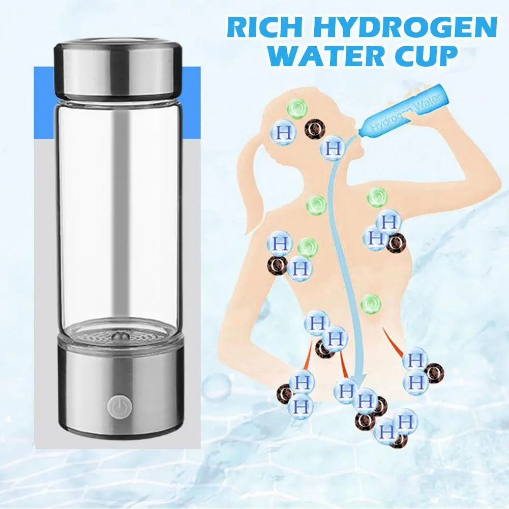 420ml Rich Hydrogen Water Cup High Borosilicate Glass Rechargeable Led Home Antioxidant Display Portable Drinkware D4r2