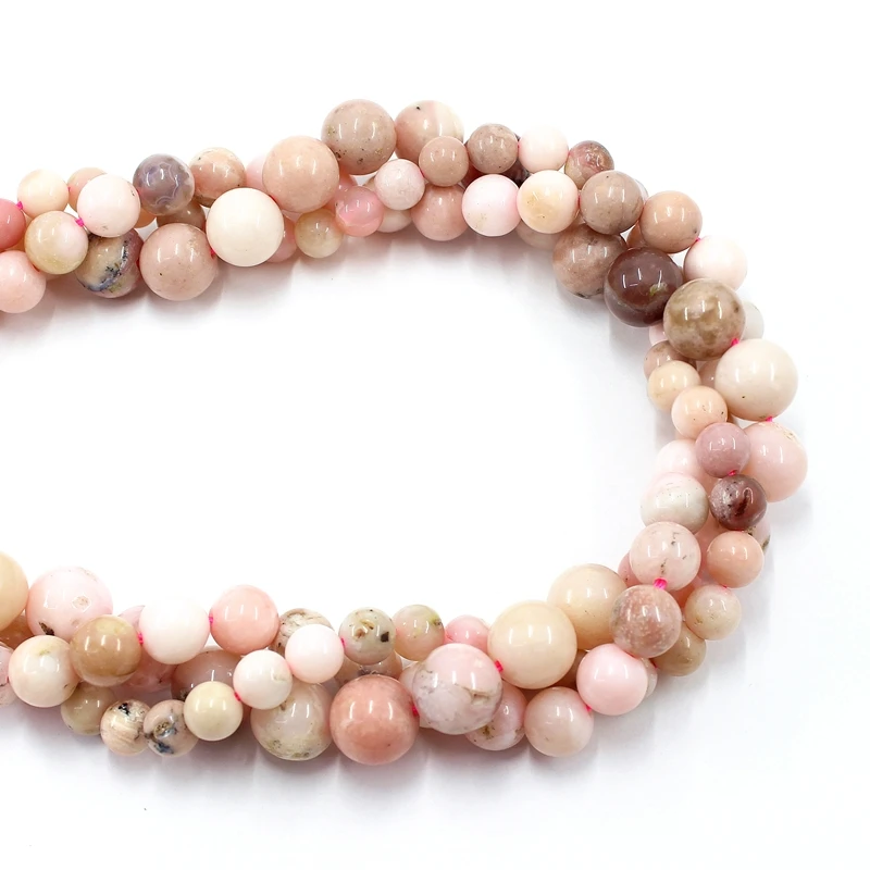 Natural Pink Opal Round Loose Beads Strand 6/8/10/12MM For Jewelry DIY Making Necklace Bracelets Earrings Accessories