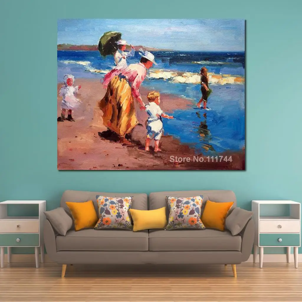 

People Paintings at The Beach Art Edward Henry Potthast Oil on Canvas Handmade High Quality