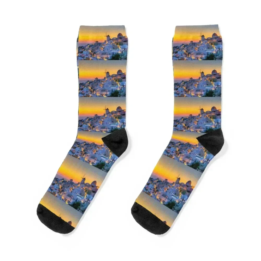 Santorini, Greece - Spectacular Sunset at Oia Socks Stockings christmas gifts Men Socks Luxury Brand Women's