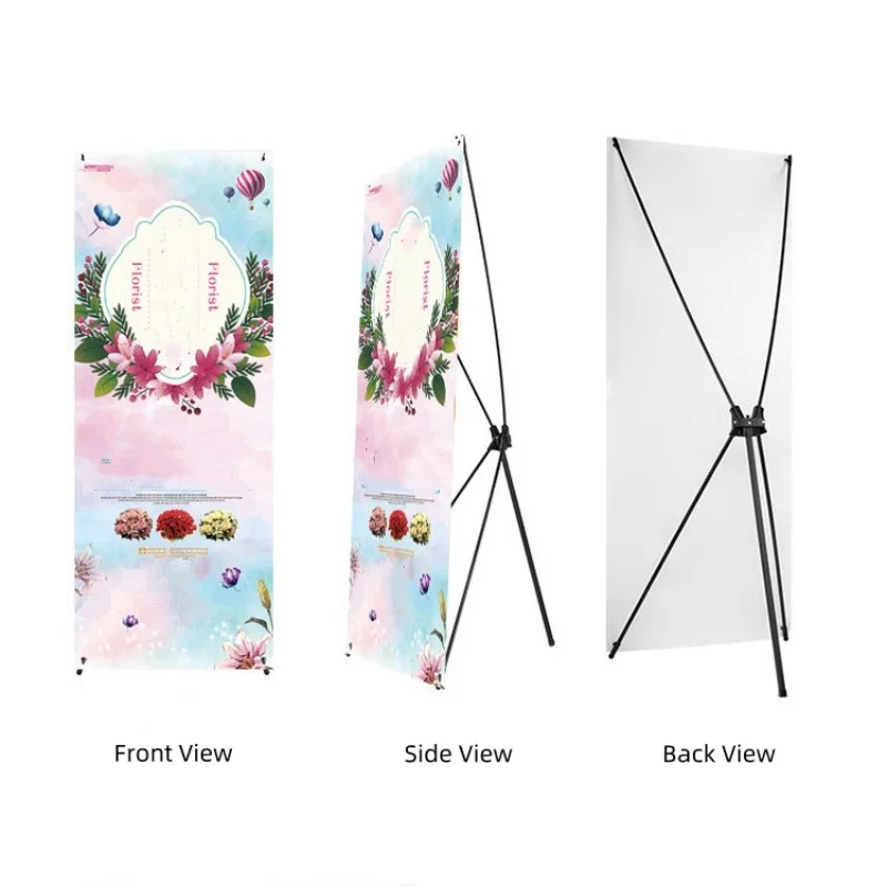 Popup X Banner Advertising Poster Display Stands Plastic Carbon Fiber Rod Promotion Exhibition Trade Show Booth Economic 1Pack