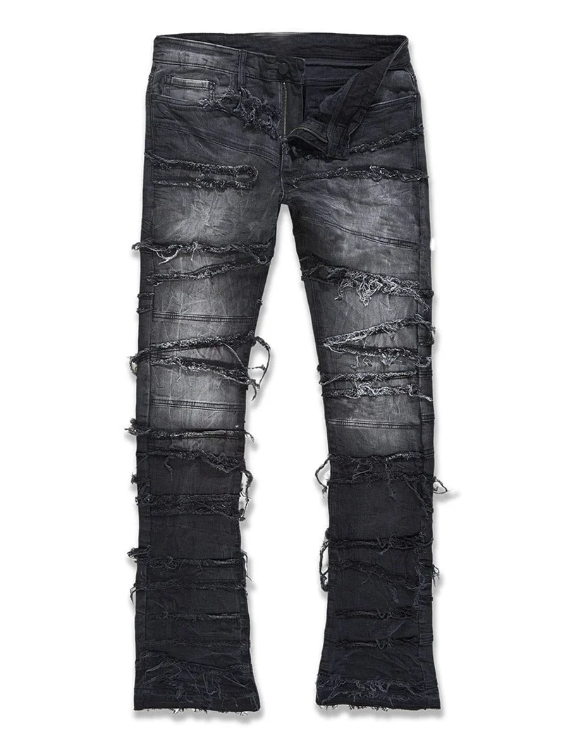 Vintage Men's Straight Jeans Male Youth Four Seasons Casual Patchwork Denim Pants 2025 Fashion High Waist Trousers Streetwear