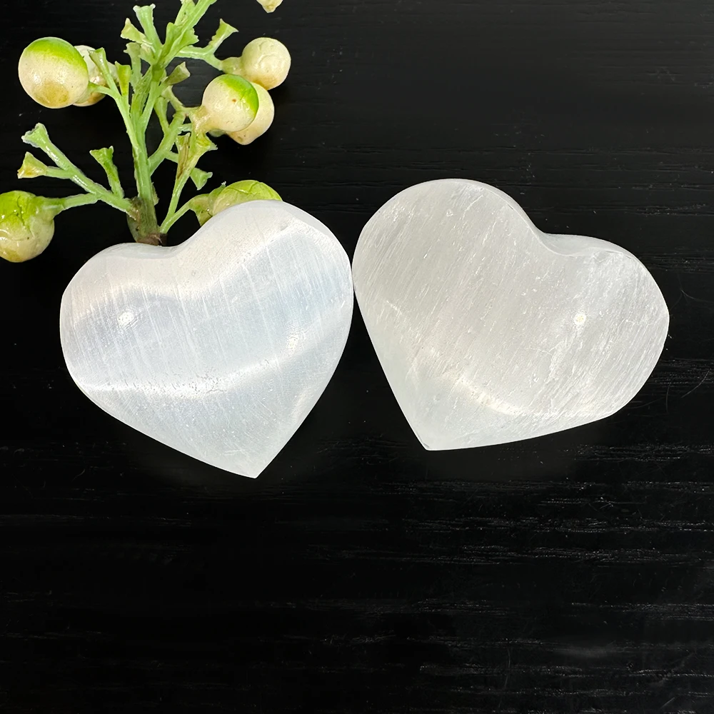 Sélénite rayonnante en forme de cœur, 4cm, 1 pièce, idéale pour le nettoyage, la méditation auto-guérison, décoration brillante pour la maison, l'amour pur et la tranquilité