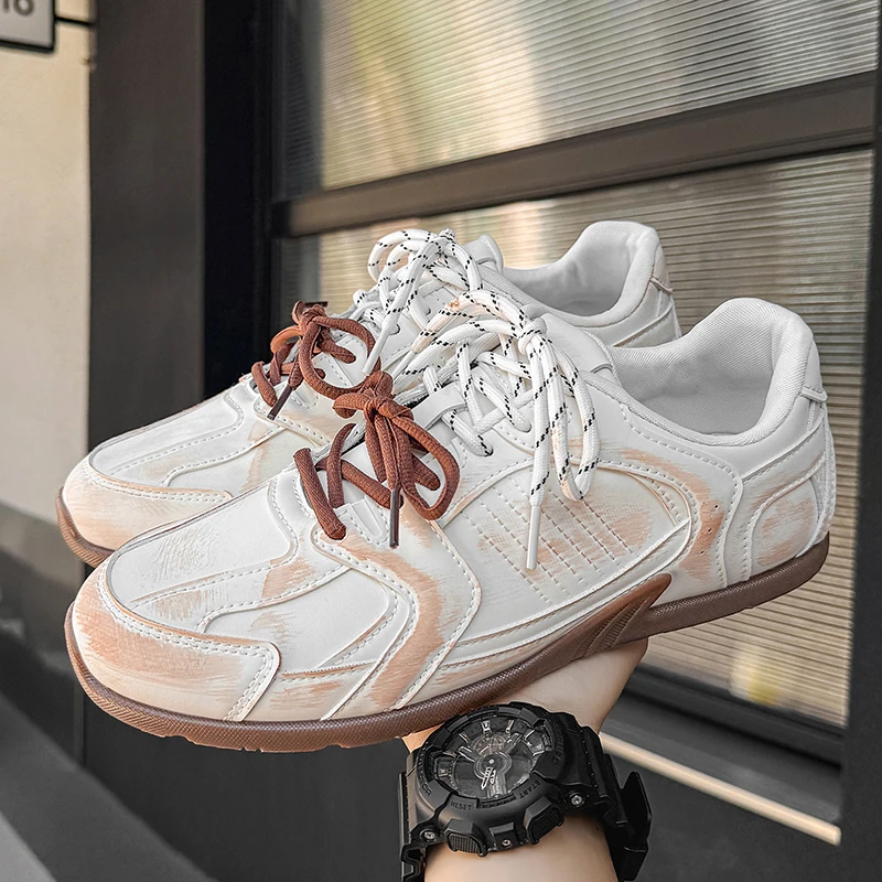 

Винтажные потертые мужские кроссовки, однотонные, повседневные, мягкие, удобные, дышащие, нескользящие, модные, всесезонные, для прогулок, для тренировок, 2025 г.