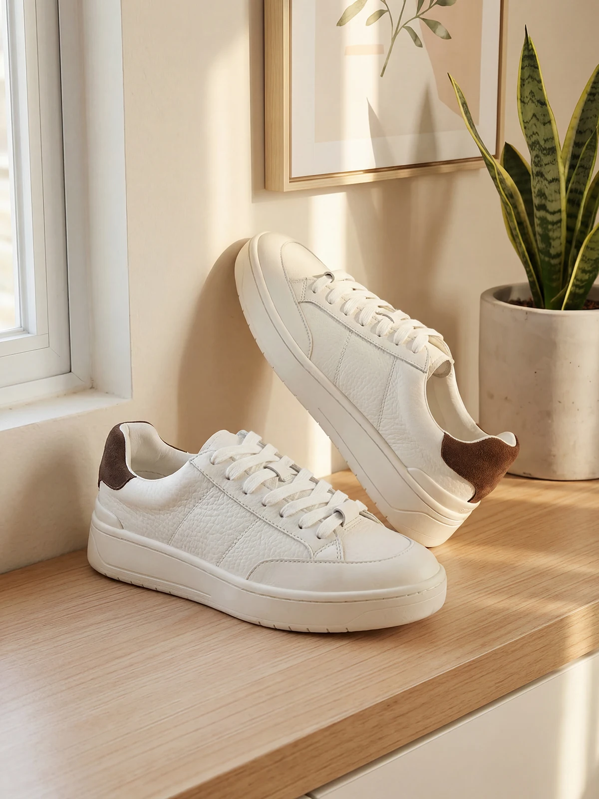 

Women Genuine Leather Sneakers White Casual Shoes Minimalist Platform Thick Sole Ladies Vulcanize Footwear Comfortable Walking