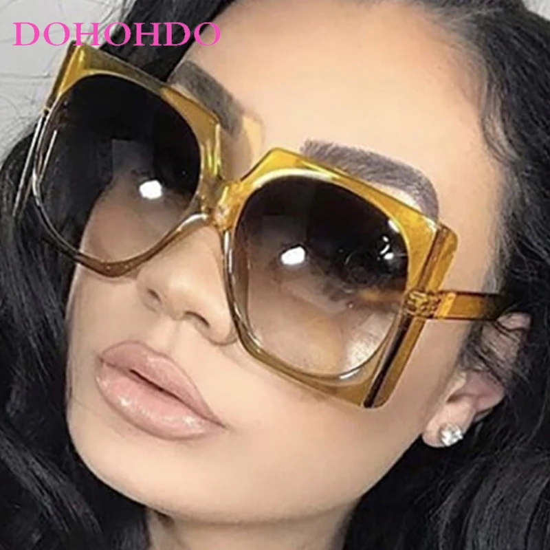 نظارات شمسية عصرية كبيرة الحجم مربعة فاخرة للنساء والرجال نظارات شمسية كلاسيكية أنيقة للصيف والسفر UV400