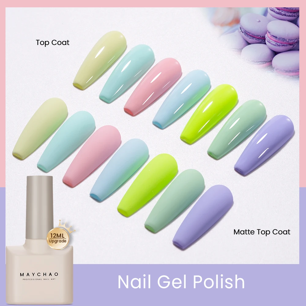 MAYCHAO 12ml Rainbow Gel Nail Polish Gel Semi Permanent Nail Gel Varnish Soak Off UV Gel for Base Top Coat For Nail Decorations
