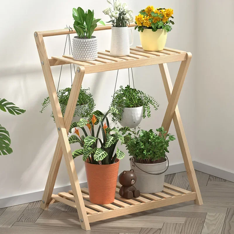 Balcony Flower Shelf Plant Shelves Floor Type Wood Design Multilayer Plant Shelves Interior Decoration Furniture Pergola