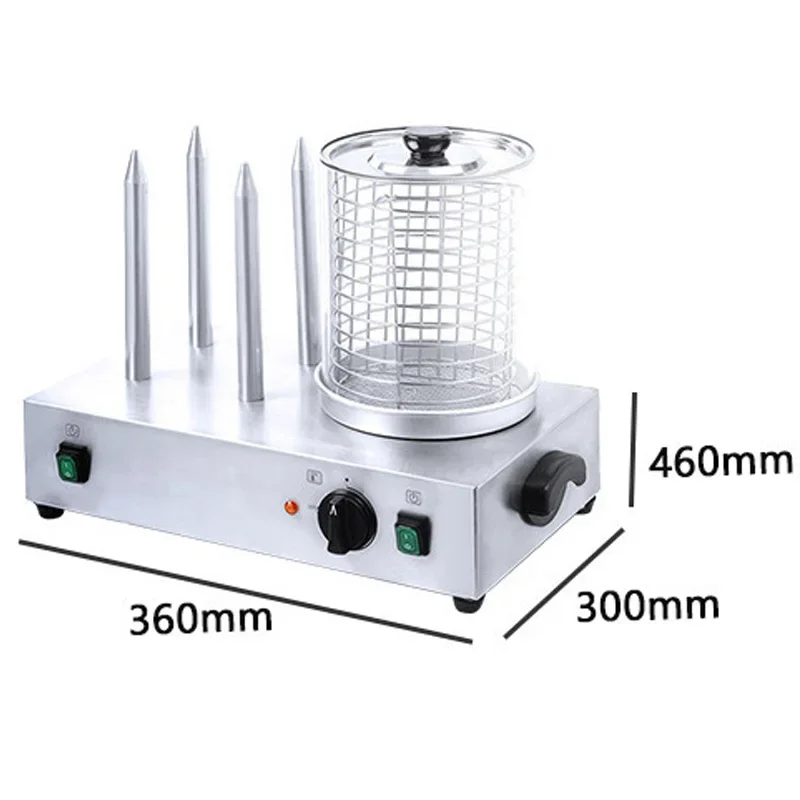 Commercial Four-Roll Hot Dog and Toast Toaster, Steam-Type Sausage Display Case with Automatic Temperature Control, Ful
