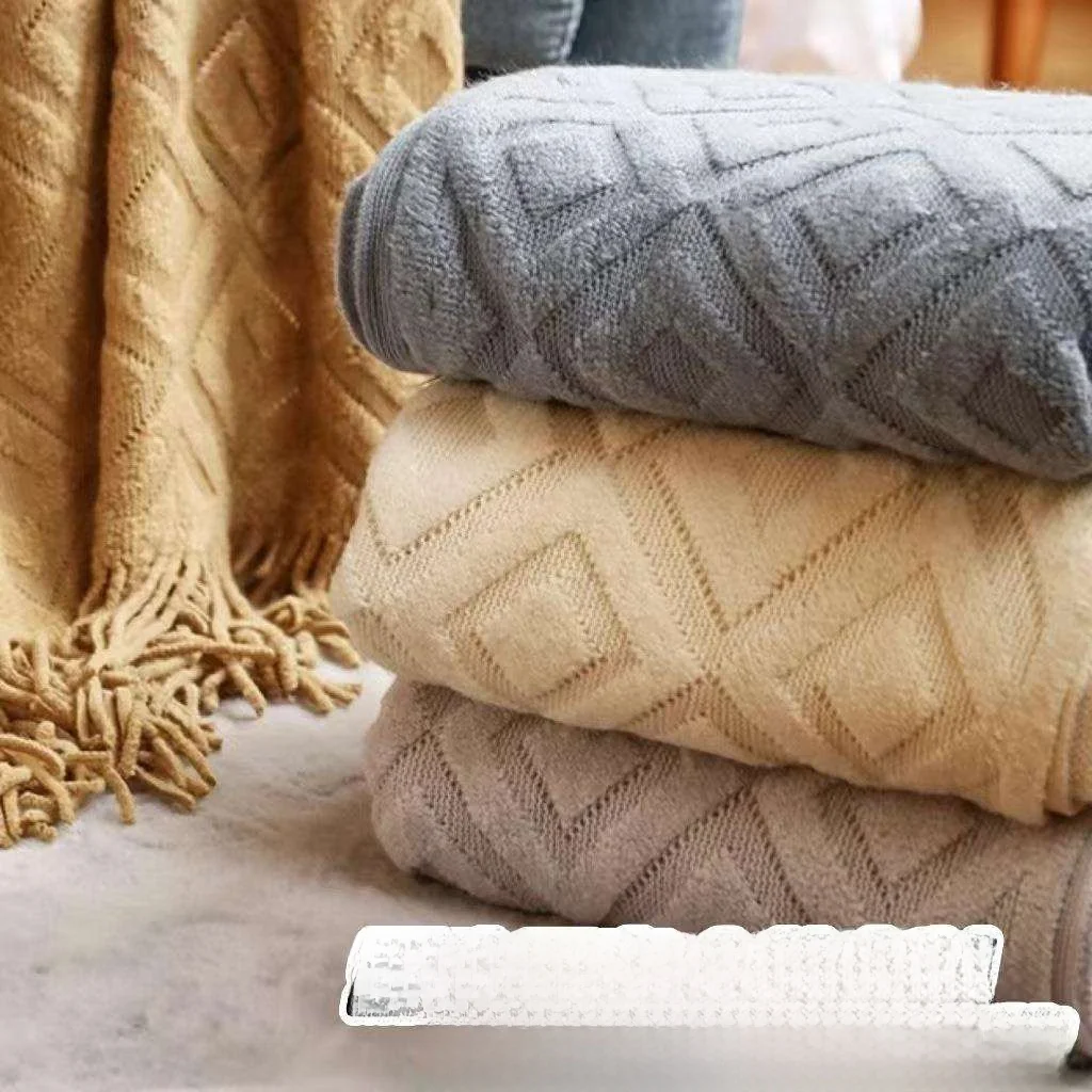 Versatile Knitted Sofa Blanket Office Nap Blanket American Style Bed End Small Throw Blanket Soft Polyester Living Room Blanket