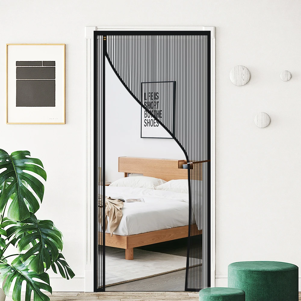 

Best-selling No-punch Style Screen Door Curtain Long Magnetic Stripe Design Summer Anti-mosquito Side Opening Indoor Specific