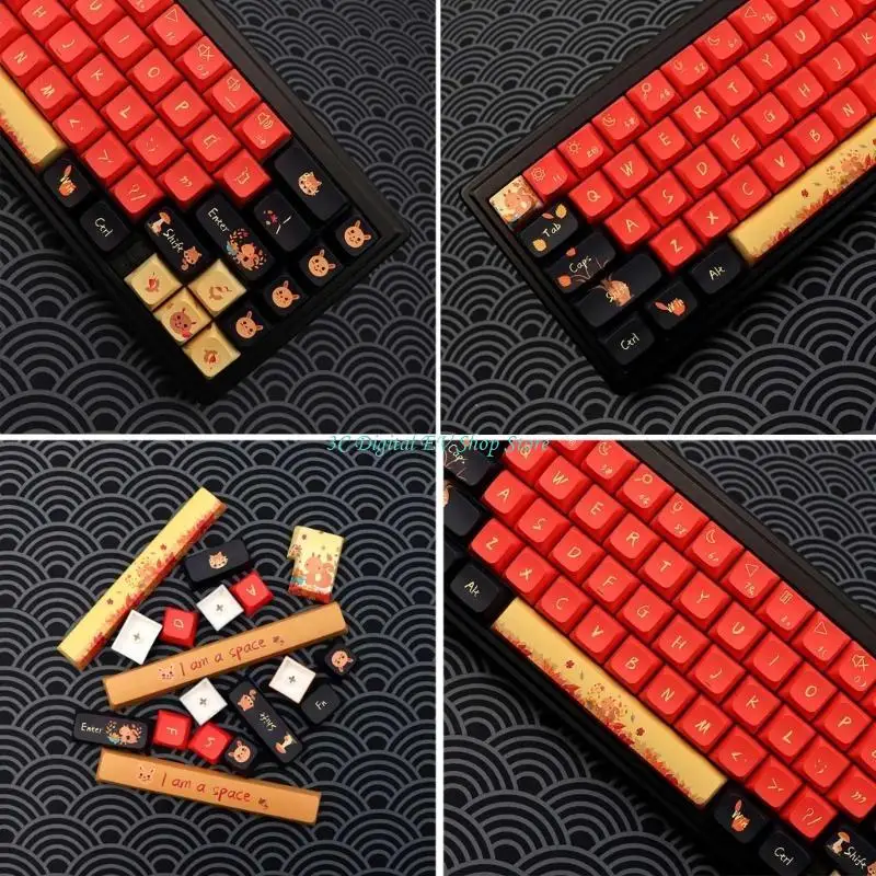 

E74D 139 Keys Squirrel Keycaps XDA PBT Dye-Sub XDA Cartoon Keycap For MX-Switches Mechanical Keyboard 61 64 68 89 980 104