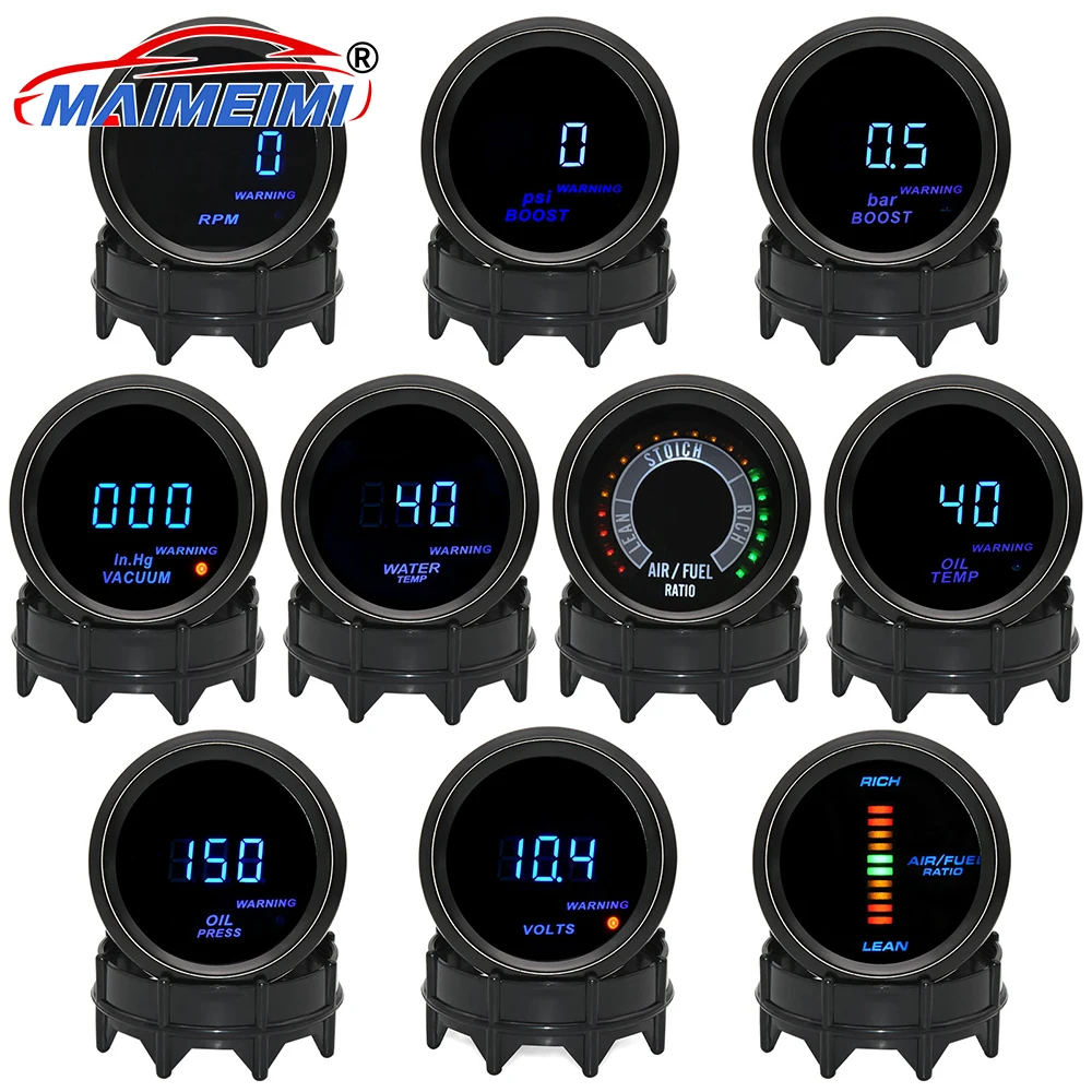 

12V Tachometer Meter Turbo Boost Gauge PSI/BAR Voltmeter Water/Oil Temp Gauge Oil Press Gauge Car Digital Gauge