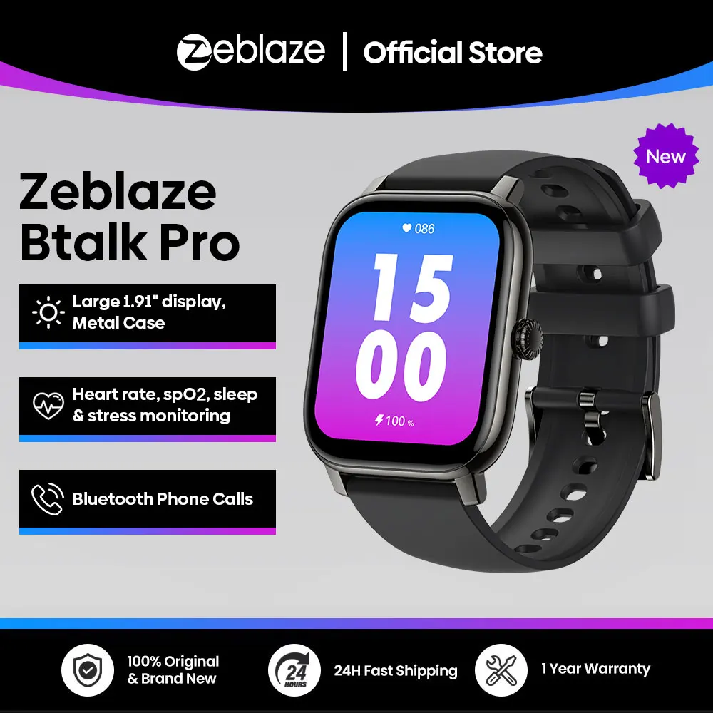 New Zeblaze Btalk PRO 1.91'' HD Display Voice Calling Smart Watch Multiple Sports Modes Health Tracking Smartwatch
