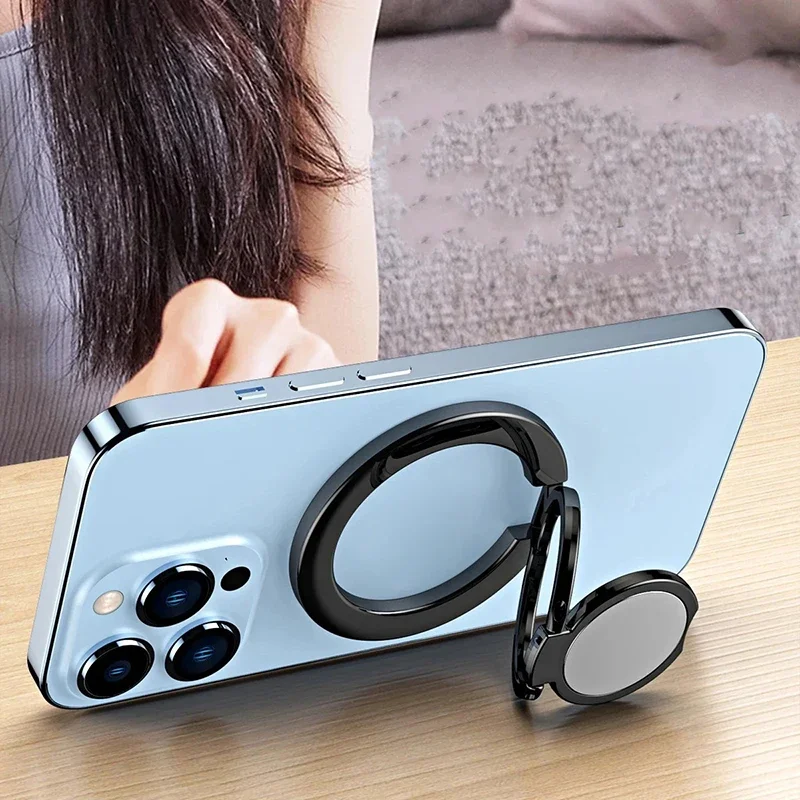 360° Rotating Phone Ring magsafe Metal 3-section Middle Disc Magnetic Suction Ring Bracket Charging Universal Fold Ultra-thin