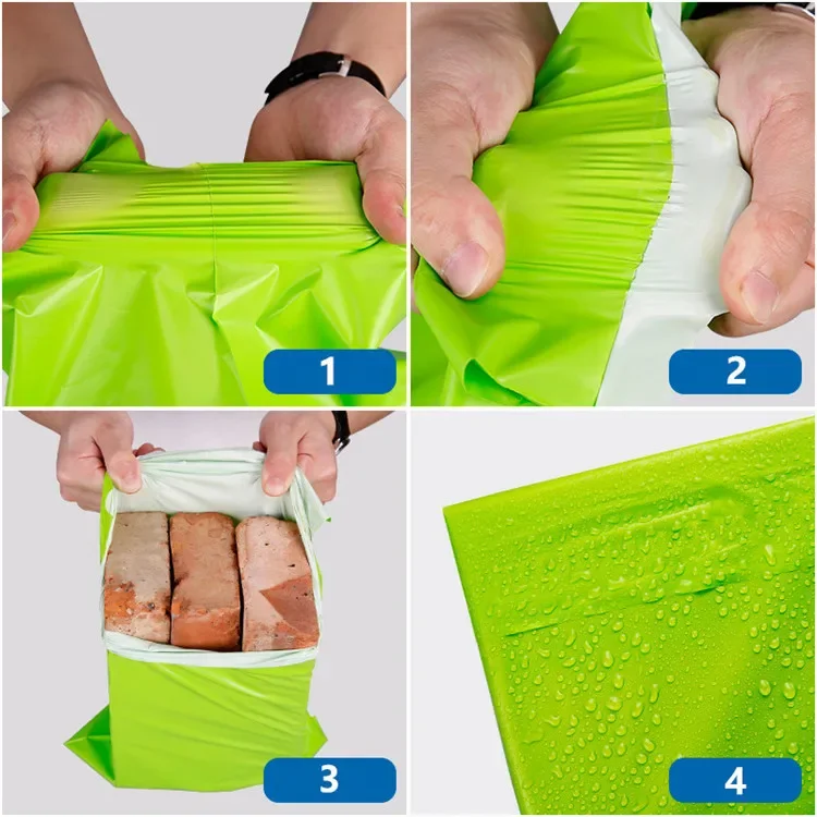 자가 밀봉 과일 녹색 폴리 메일러 접착 봉투 두꺼운 가방 플라스틱 우편 의류 선물 상자 어린이 장난감 포장 파우치