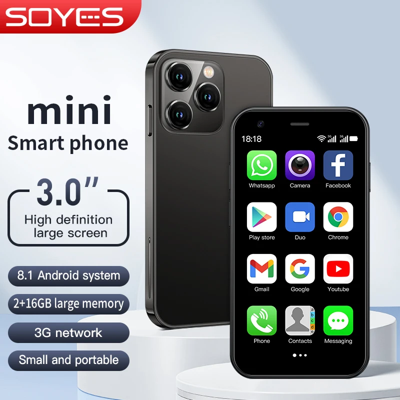 SOYES XS15 มินิสมาร์ทโฟน 3.0 นิ้ว Android 8.1 2GB RAM 16GB ROM Dual SIM สแตนด์บาย Play Store โทรศัพท์ 3G