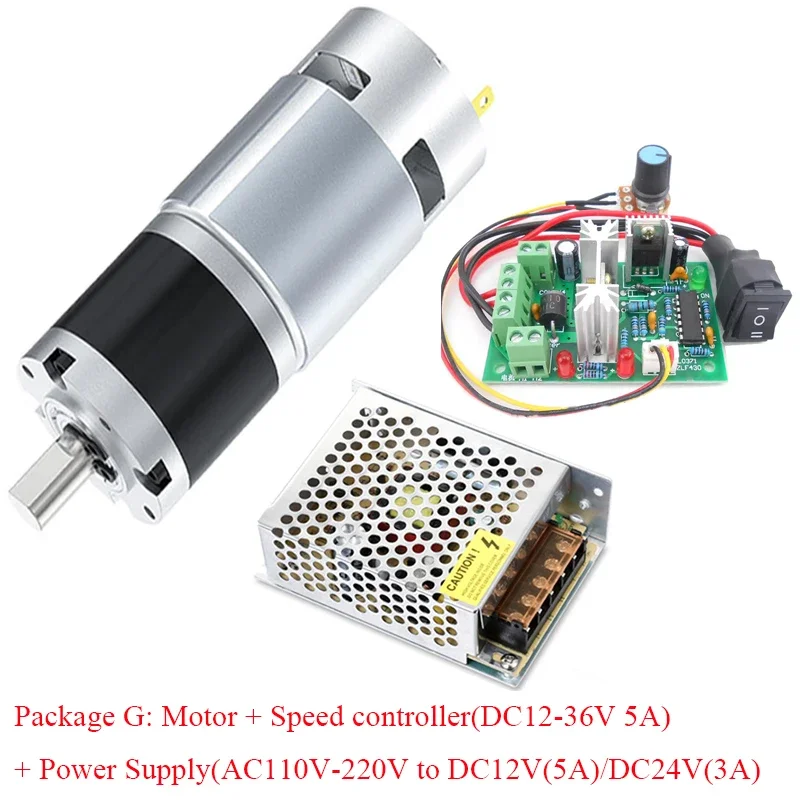 12V24V 775 DC Motor 8RPM~1600RPM 775 Planetary Geared Motor Slow Speed Adjustable High Torque 42mm Brushed Gear Motor