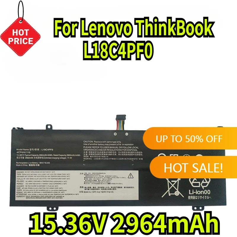 

15.36V 2964mAh NEW L18C4PF0 Laptop Battery for Lenovo ThinkBook 13S 14S 13S-IML 14S-IWL Series S540-13-IWL L18M4PF0 L18D4PF0
