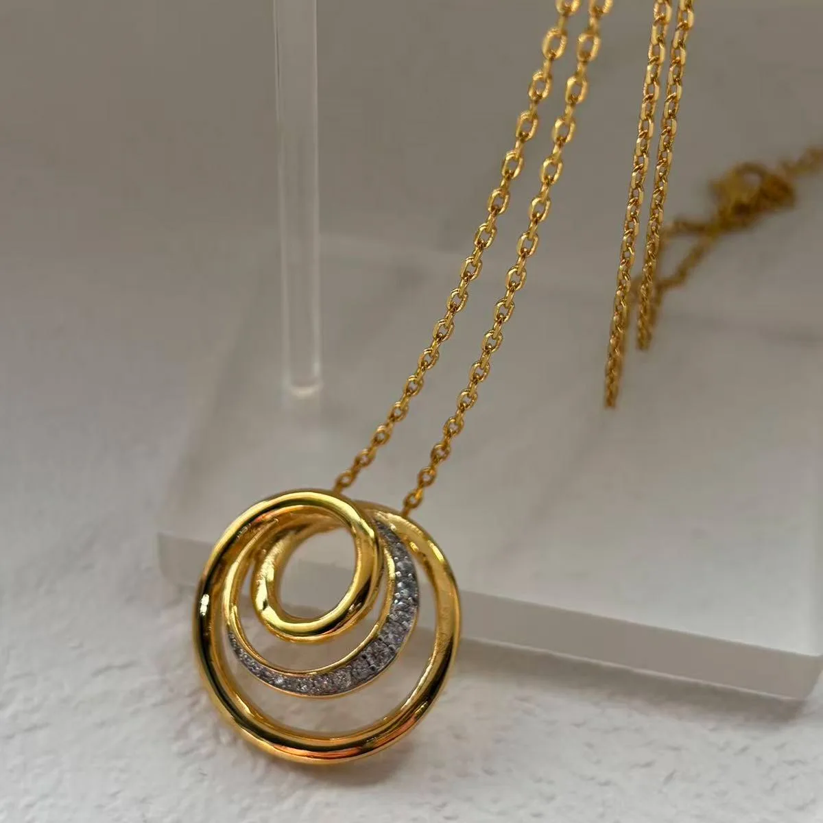 Original 2026 New Spiral Fine Jewelry Set for Women Charms Green Crystal Prong Setting Necklace Spiral Ring Earring Jewelry view 2
