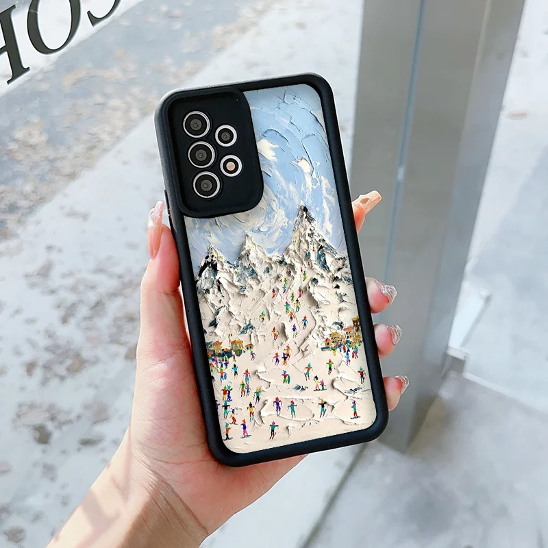 النفط اللوحة الفن الثلوج مشهد التزلج جراب هاتف ل ممن لهم رينو 13 F 12 11 10 برو زائد A98 A58 البحث X3 X5 X8 لايت غطاء ناعم كوكه