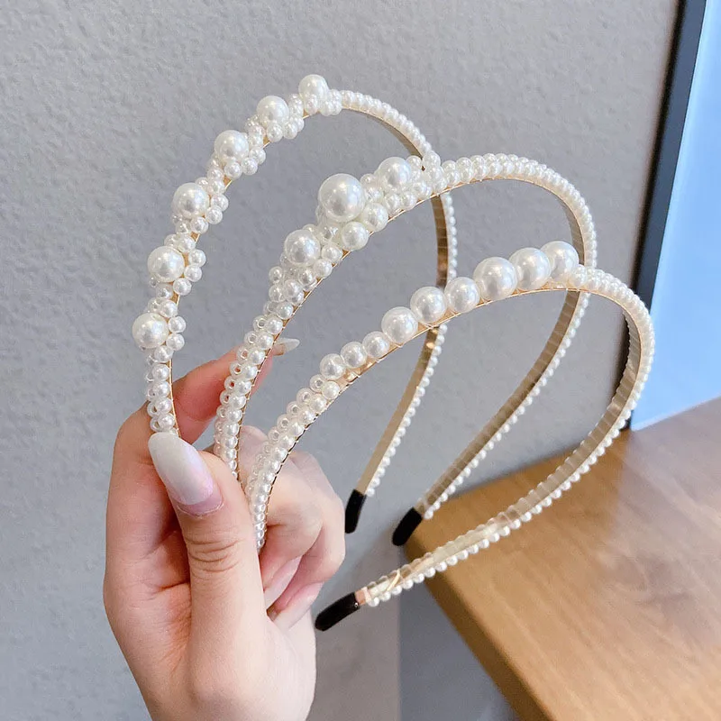 Elegant Simulated Pearl Beads Hairband Hair Accessories Fashion 2022 Crystal Hair Hoop Handmade Headband Headwear For Girl Women