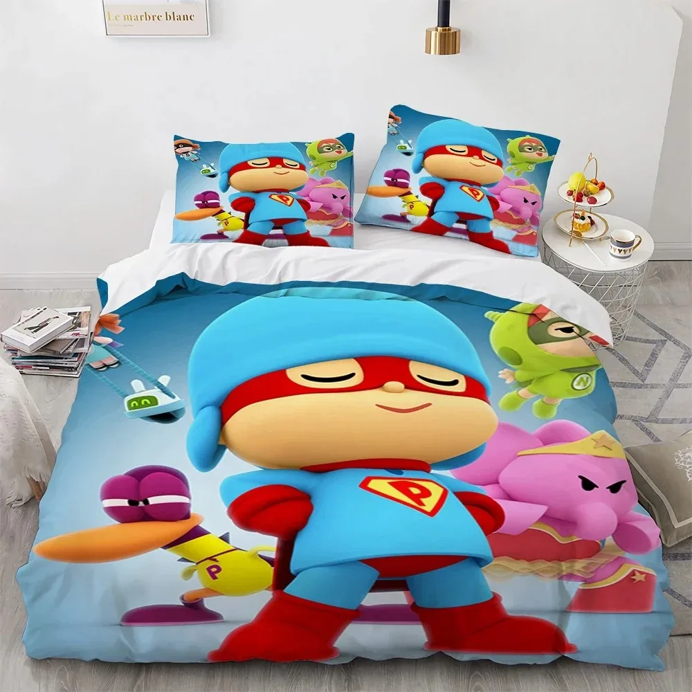 Exquisite 3D P-POCOYOS Wallpaper Anime Elly Pato Digital Printing Bedding Set Duvet Cover Comforter Bed Youth Kids Girl Boy Gift
