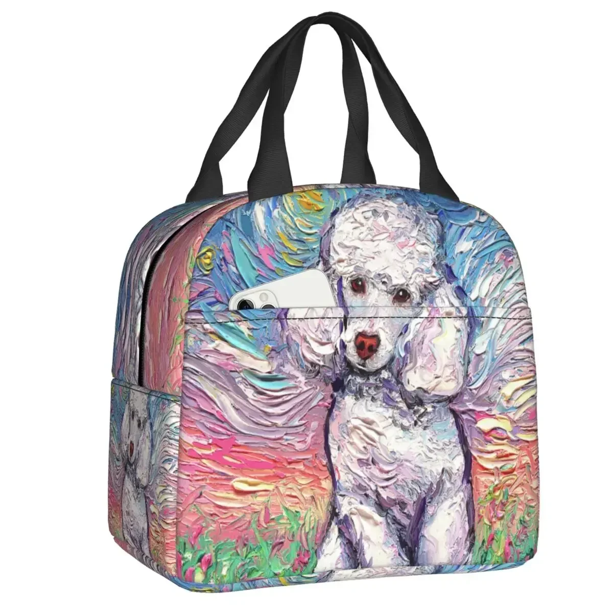 Starry Night Poodle Lunch Box Warm Cooler Thermal Food Insulated Lunch Bag for Women Kids School Work Picnic Portable Tote Bags