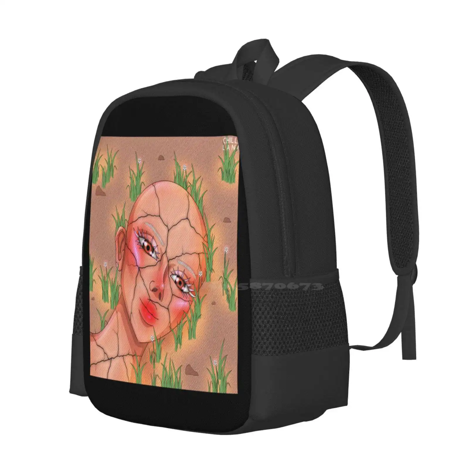 Broken Hot Sale Backpack Fashion Bags Chillilani Broken Doll Aesthetic Art Face Drawing Cracks Doll Drawing Meaningful Art