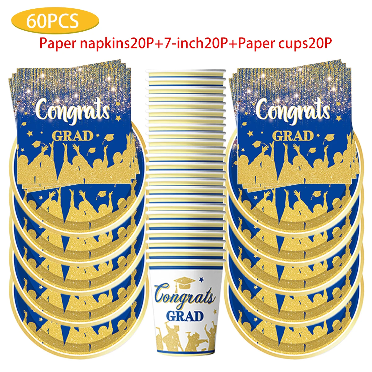 

Blue Gold Graduation Themed Birthday Party supplies Scene disposable Birthday ecorat decoration party Atmosphere arrangemen se