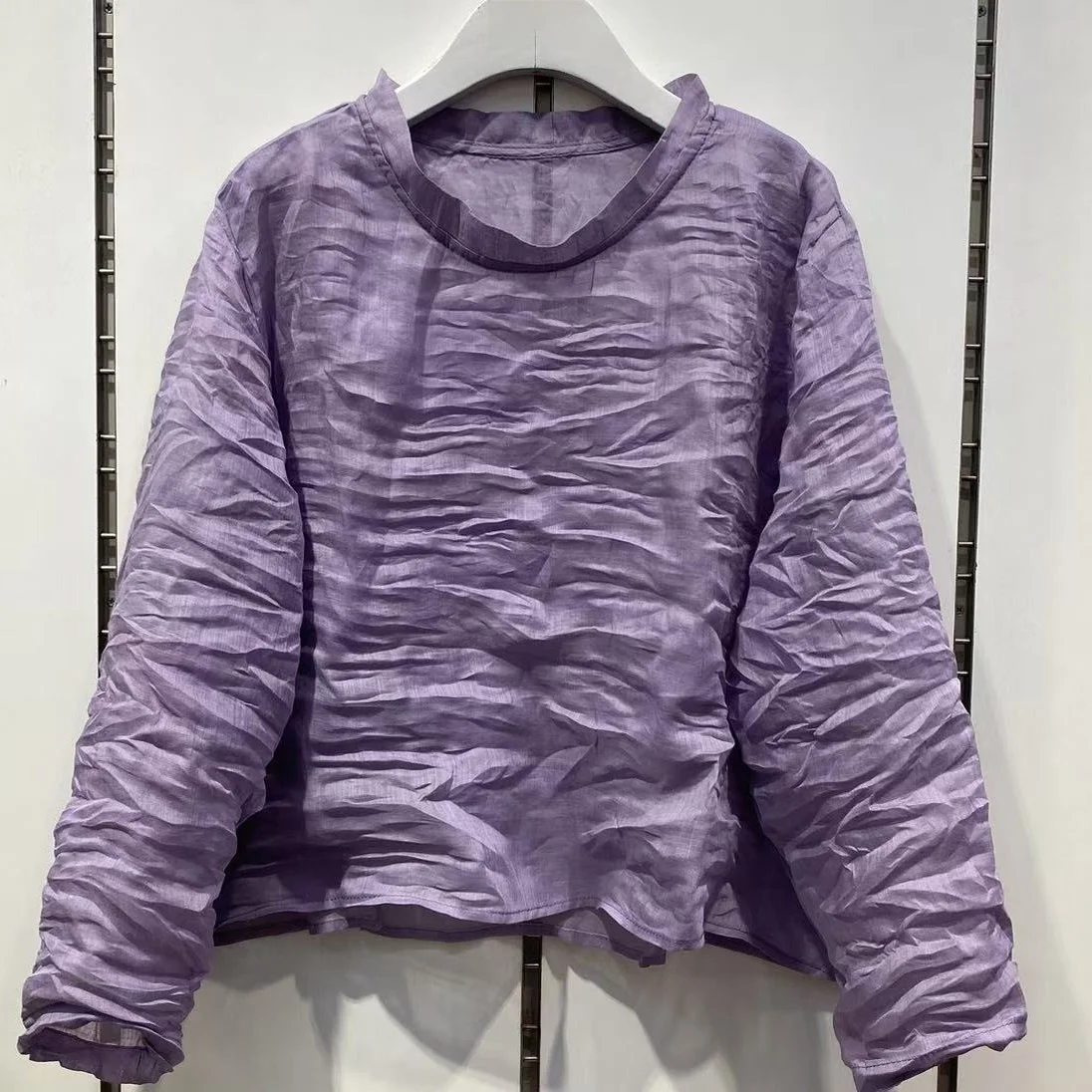 

Loose Fit Long Sve Crew Ne Pullover irt Women's plus Size 00% Flax Full Small Collar Autumn Faion New Arrival