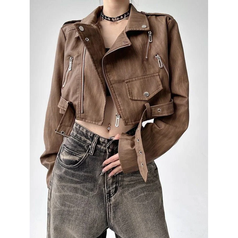 

2025 Retro Fashion Trendy Windbreaker Jacket Women's Spring and Autumn Street Loose Short Jacket