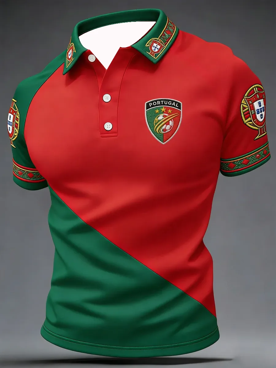 Young Men Formal Wear - เสื้อโปโลฟุตบอลแฟนบอลโปรตุเกสรุ่นปี 2026 - พิมพ์ลาย 3 มิติ