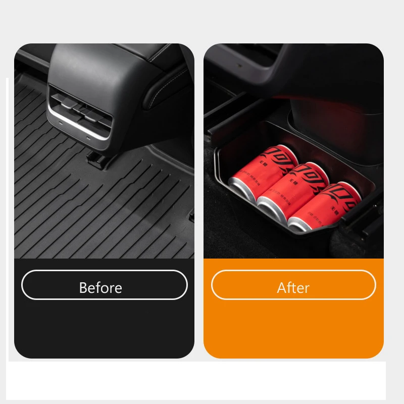 For Tesla Model Y Rear Seat Beverage Box  Accessories Center Console Bins Backseat Trash Can Garbage Bag Under Seat Tray