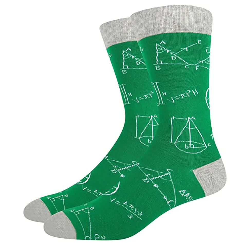 1/3 Pairs Funny Geometry Math Socks Happy Novelty Men Casual Socks Perfect Christmas Gift for Men and Women