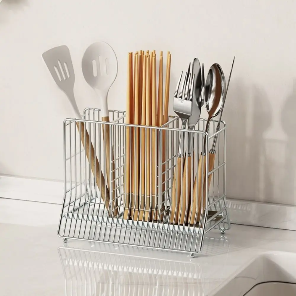 

Large Capacity Cutlery Drying Basket Moisture-proof Space Saving Chopstick Storage Box Anti-slip Spoon Forks Storage Rack