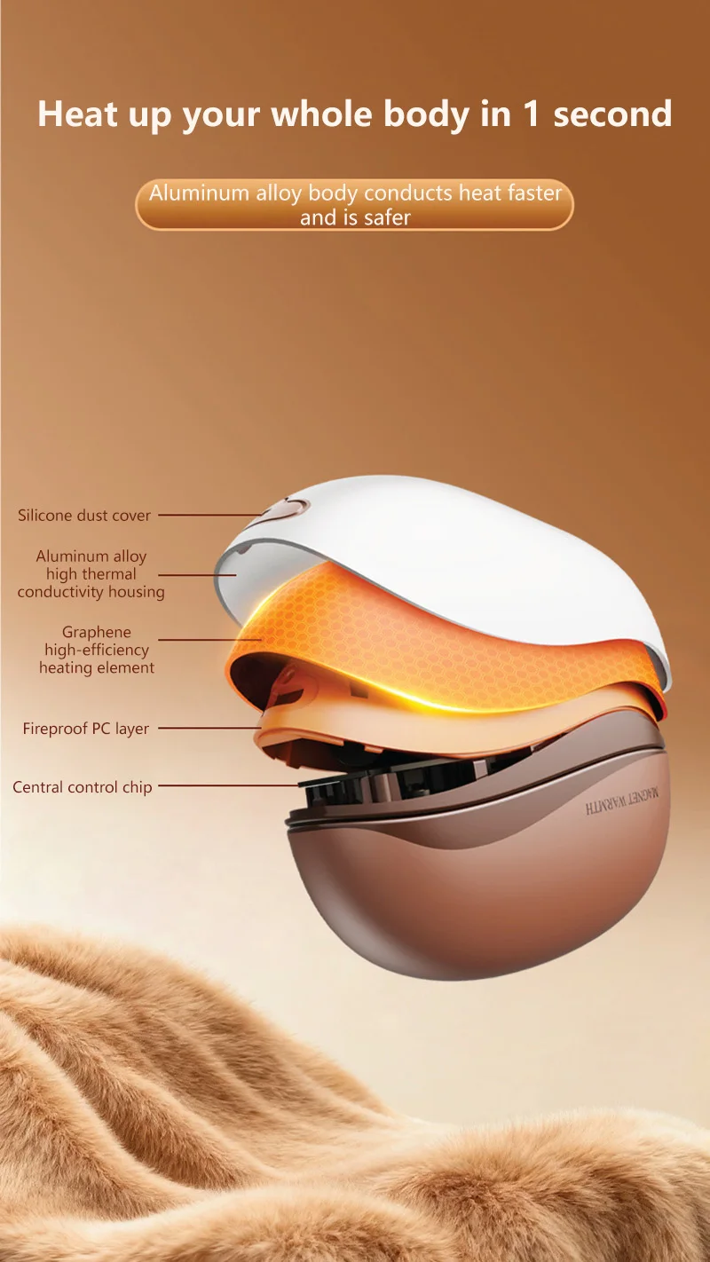 Xiaomi Hand Warmer Rechargeable Magnetic Design Electric Handwarmers 6000mah Split-type Skin-friendly Material Electric Heater