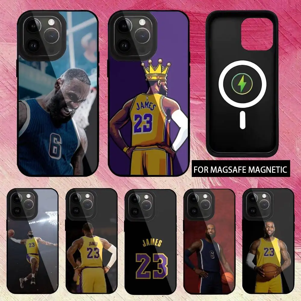 

Basketball L-Lebron James 23 Phone Case For iPhone17,16,15,14,13,12,11 Plus,Pro Max Magnetic For Magsafe Wireless Charging
