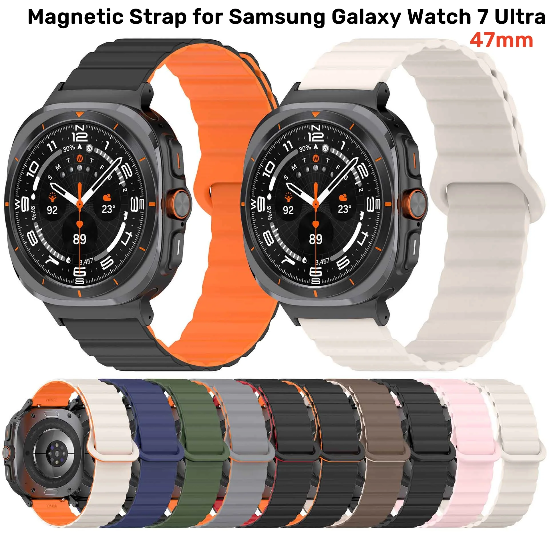 

Силиконовый ремешок для Samsung Galaxy Watch 7 Ultra, 47 мм, без зазора, Магнитная Петля, спортивный браслет, ремешок для часов 7 Ultra, аксессуары