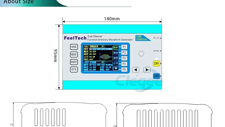 FeelTech FY2300H 25/30/40/50/60M Dual CH DDS Function Arbitrary Waveform Signal Generator/Source 250MSa/s Sweep/Frequency Meter