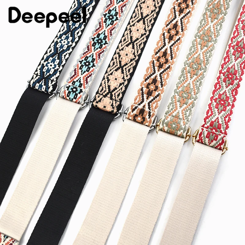 Deepeel 3.8cm Ethnic Style Wide Shoulder Strap Jacquard Bag Accessories Adjustable Women\'s Crossbody HandBag Replacement Straps