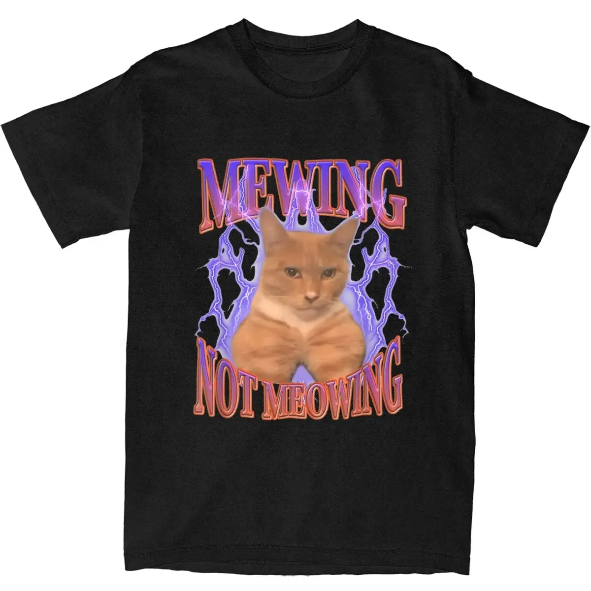 Funny Cat Mewing Not Meowing Meme Apparel Shirt for Men Women Fun Kitten Cats Face Funny Cotton Adult Tops