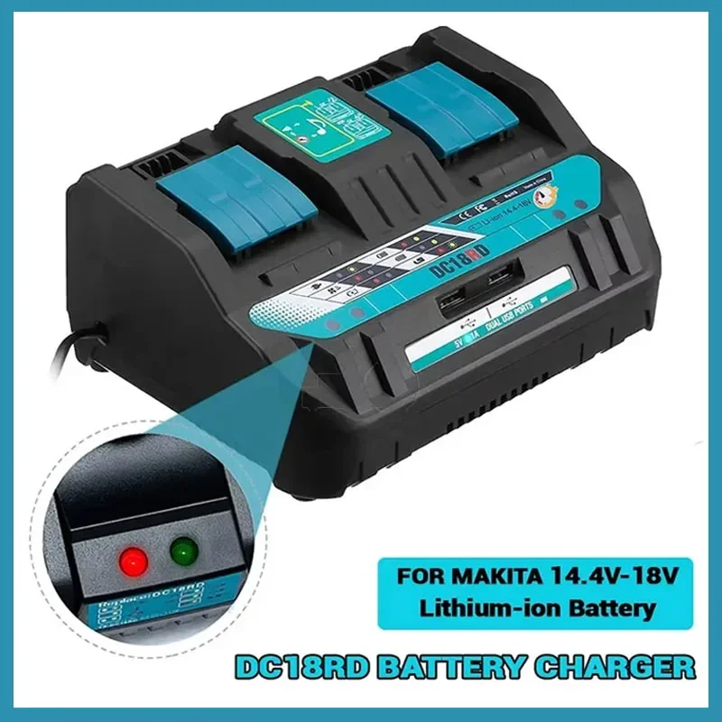 

Makita Double Li-ion Battery Charger 4A Fast Charging Current for BL1830 Bl1430 DC18RC DC18RA 14.4V 18V Newest Model