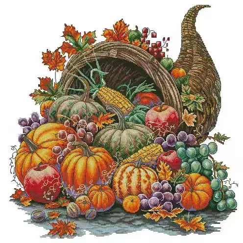 Autumn harvest Scenery 18CT 16CT 14CT Unprinted Top Quality Cross Stitch Kits Embroidery Art DIY Handmade Needlework Home Decor