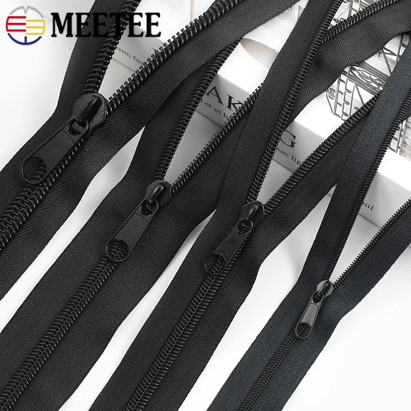 3/5/10Meters 3#5#8#10# Nylon Zippers with Sliders Black Plastic Coil Zipper By Meters Bags Tent Zip Repair Kits DIY Accessories