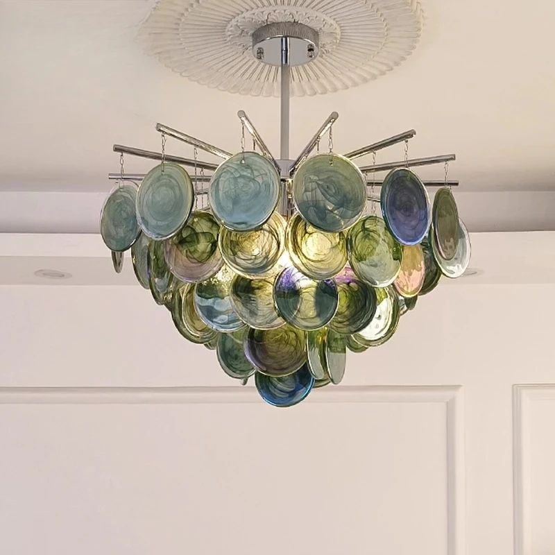 Italy Murano Glass Chandelier for Bedroom Living Room Modern Dining Room Decor Colored Glass Pendant Light Adjustable Height
