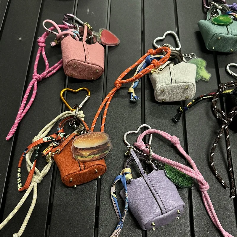 2024 New Pattern Bag Charm Home Vegetable Basket Bag Pendant Headphone Bag Pendant Rodeo Bag Rope Color Matching Bag Hanging