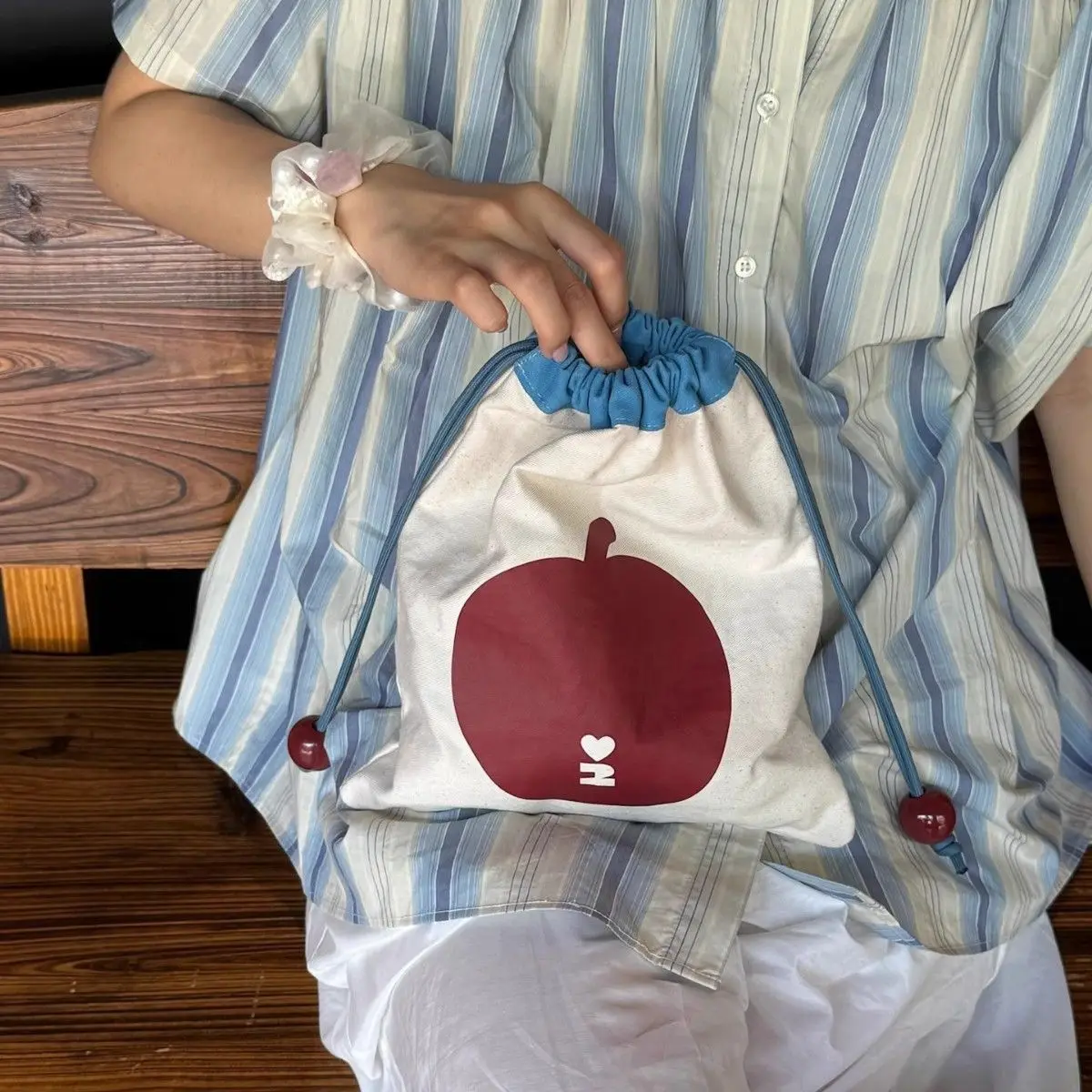 Portable Travel Canvas Storage Bag with Drawstring for Underwear Tagi 'Love Fruit'  Design Convenient Household Organizer